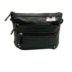 Tignanello Black Leather Crossbody Messenger Bag